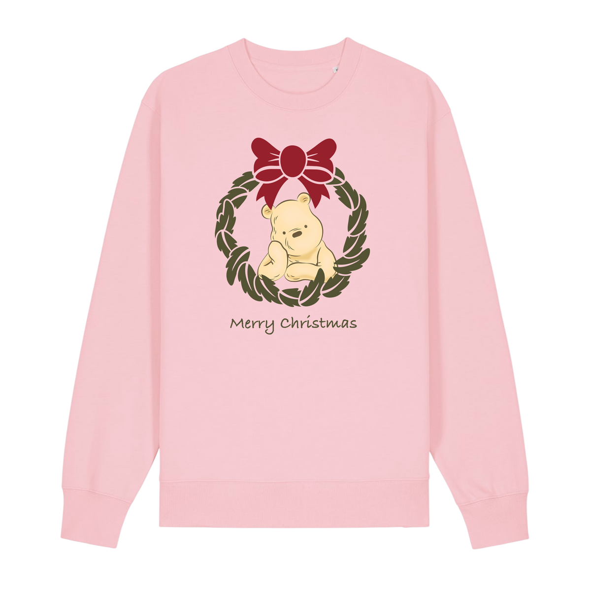 Pooh Bear Wreath - Unisex Sweatshirt - Cotton Pink (front)