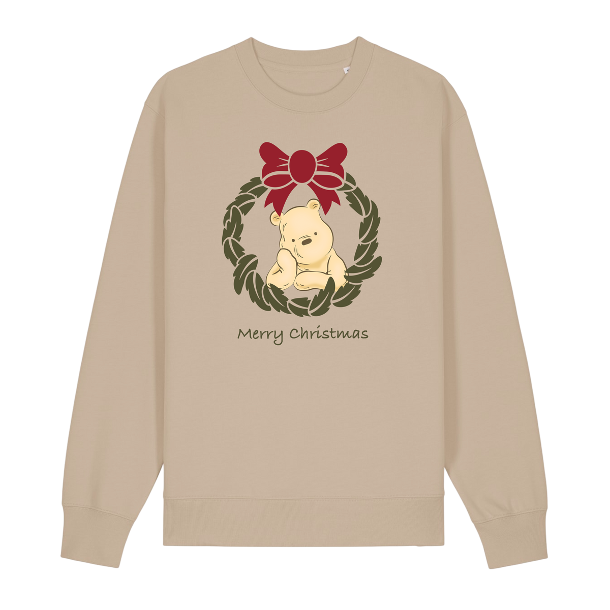 Pooh Bear Wreath - Unisex Sweatshirt - Desert Dust (front)