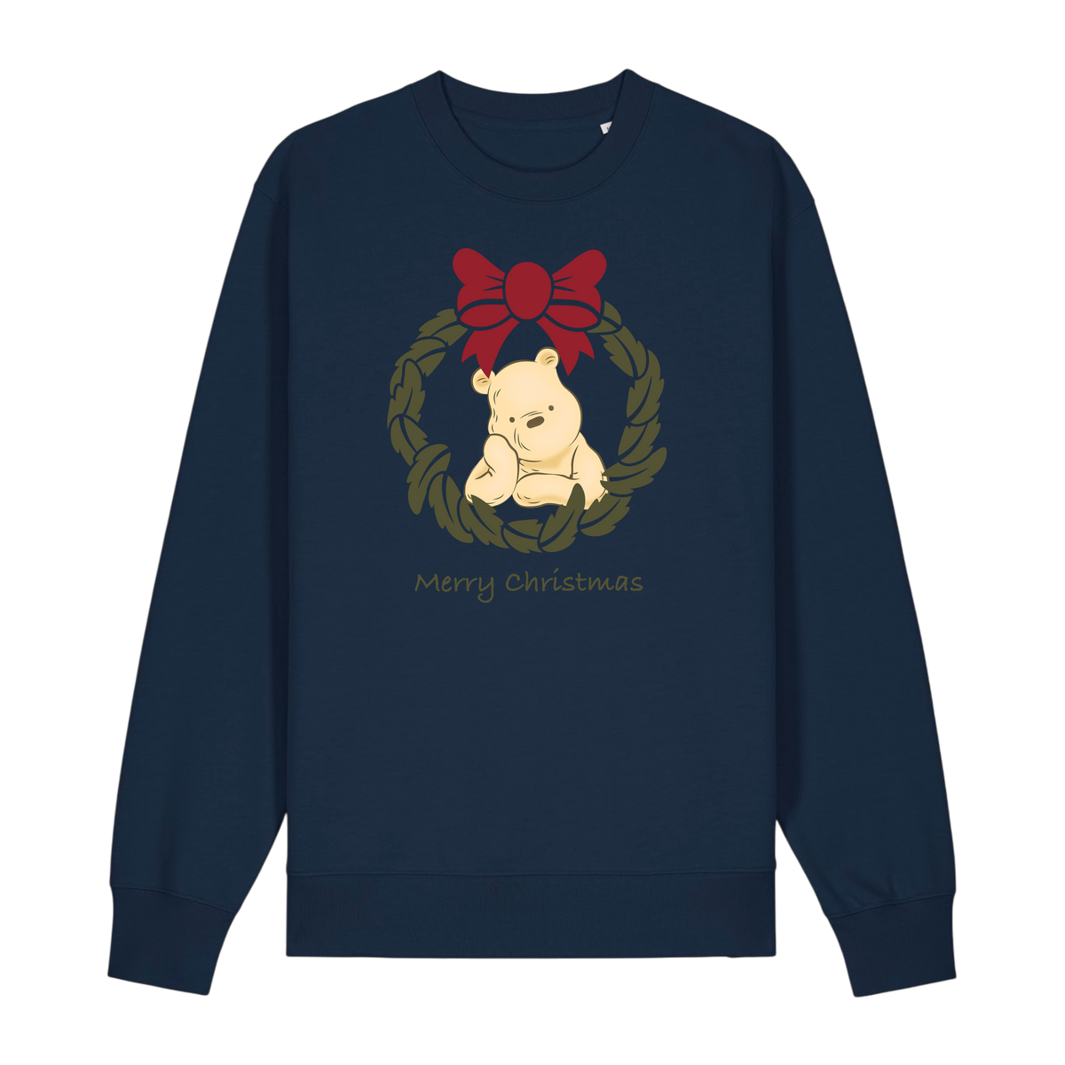 Pooh Bear Wreath - Unisex Sweatshirt - French Navy (front)