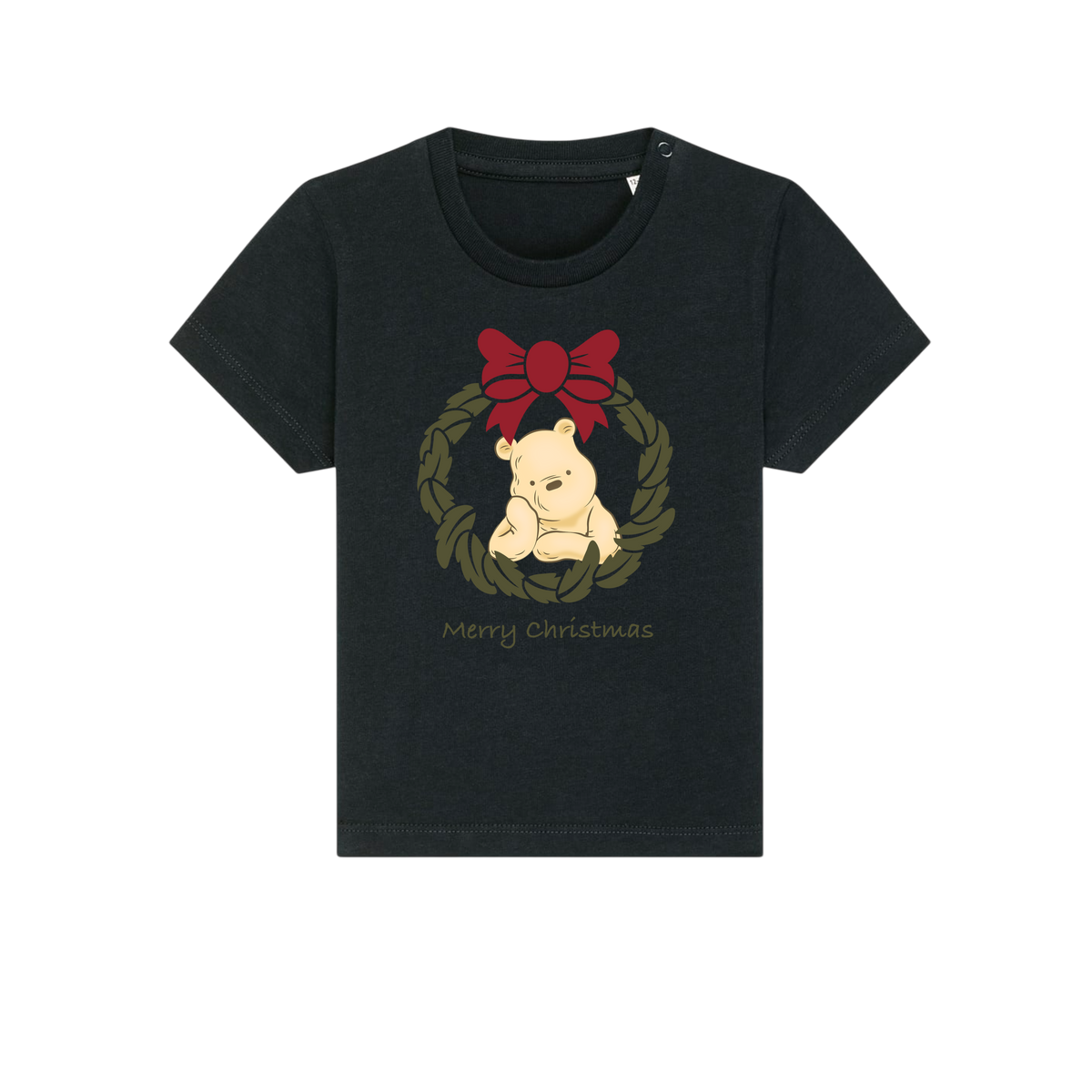 Pooh Bear Wreath - Baby T-Shirt - Black (front)
