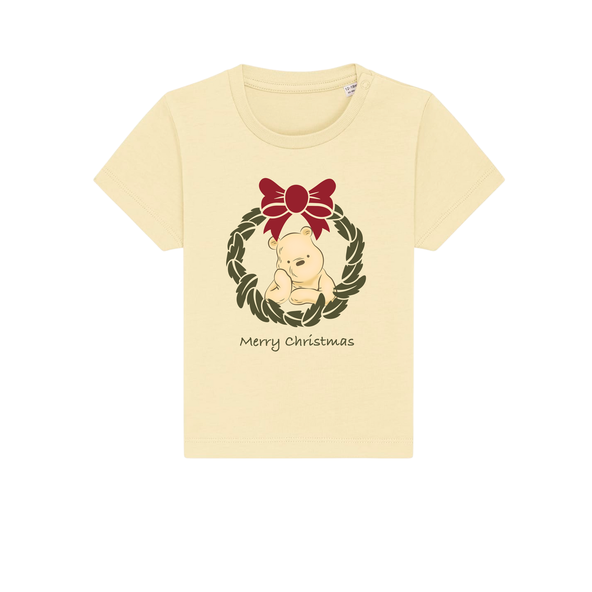 Pooh Bear Wreath - Baby T-Shirt - Butter (front)