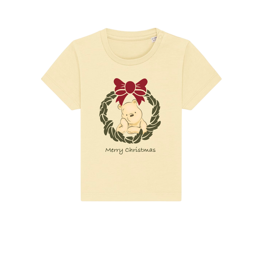 Pooh Bear Wreath - Baby T-Shirt - Butter (front)