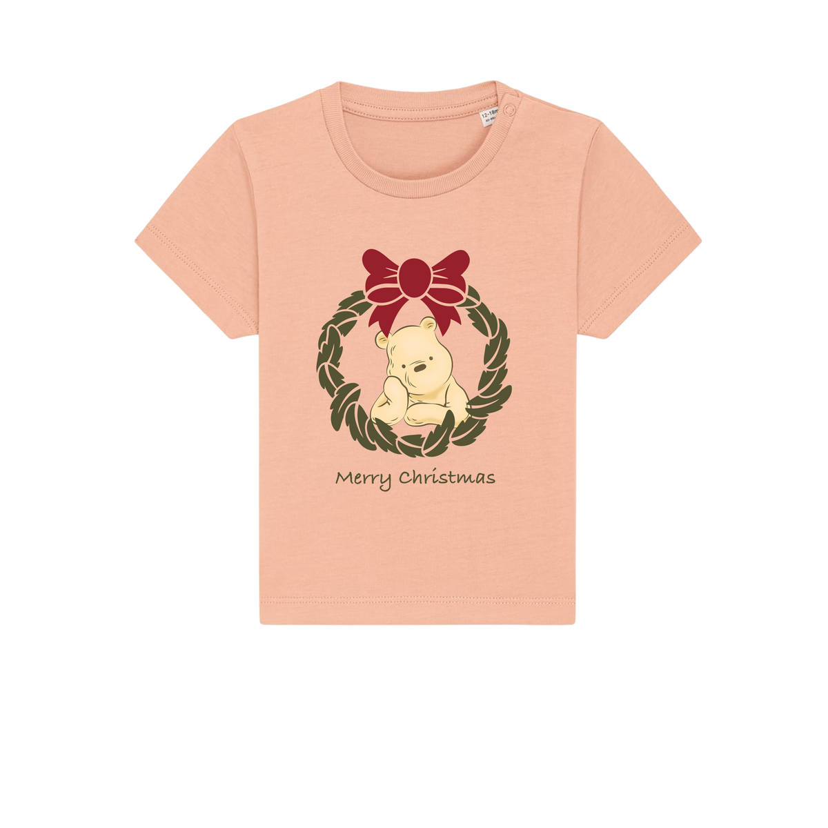 Pooh Bear Wreath - Baby T-Shirt - Fraiche Peche (front)