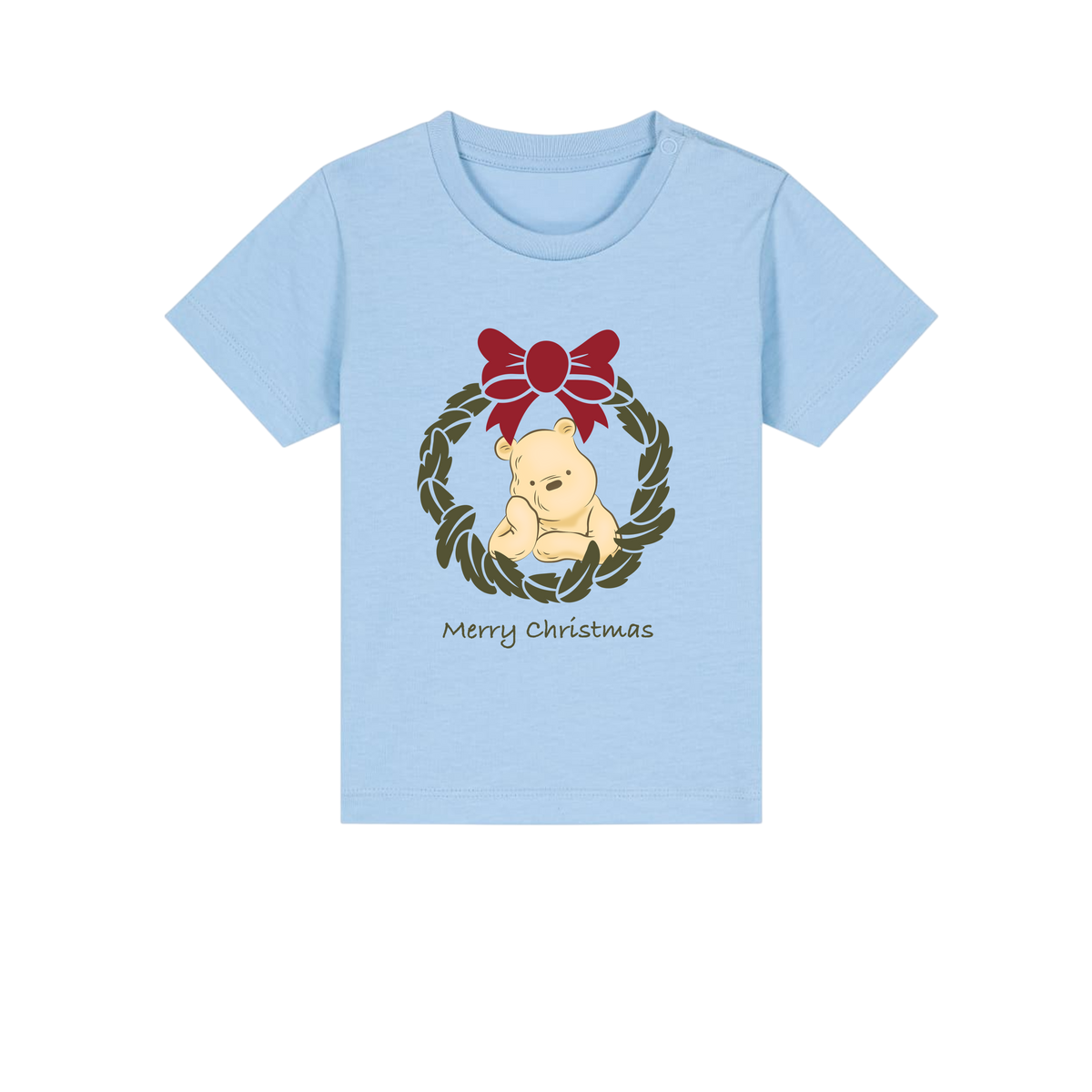 Pooh Bear Wreath - Baby T-Shirt - Blue Soul (front)