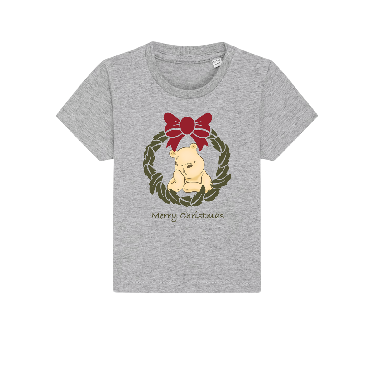 Pooh Bear Wreath - Baby T-Shirt - Heather Grey (front)