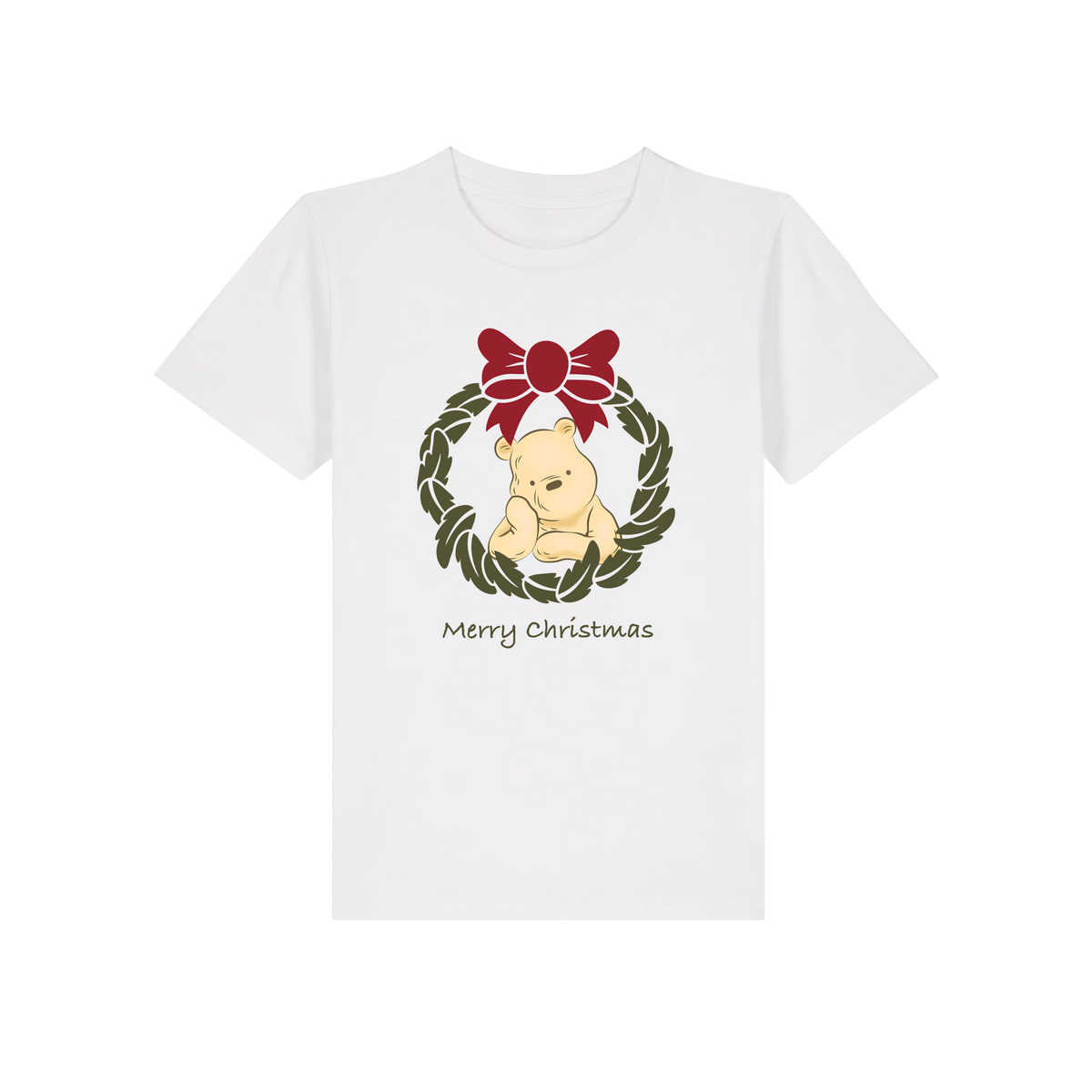 Pooh Bear Wreath - Kids T-Shirt - White (front)