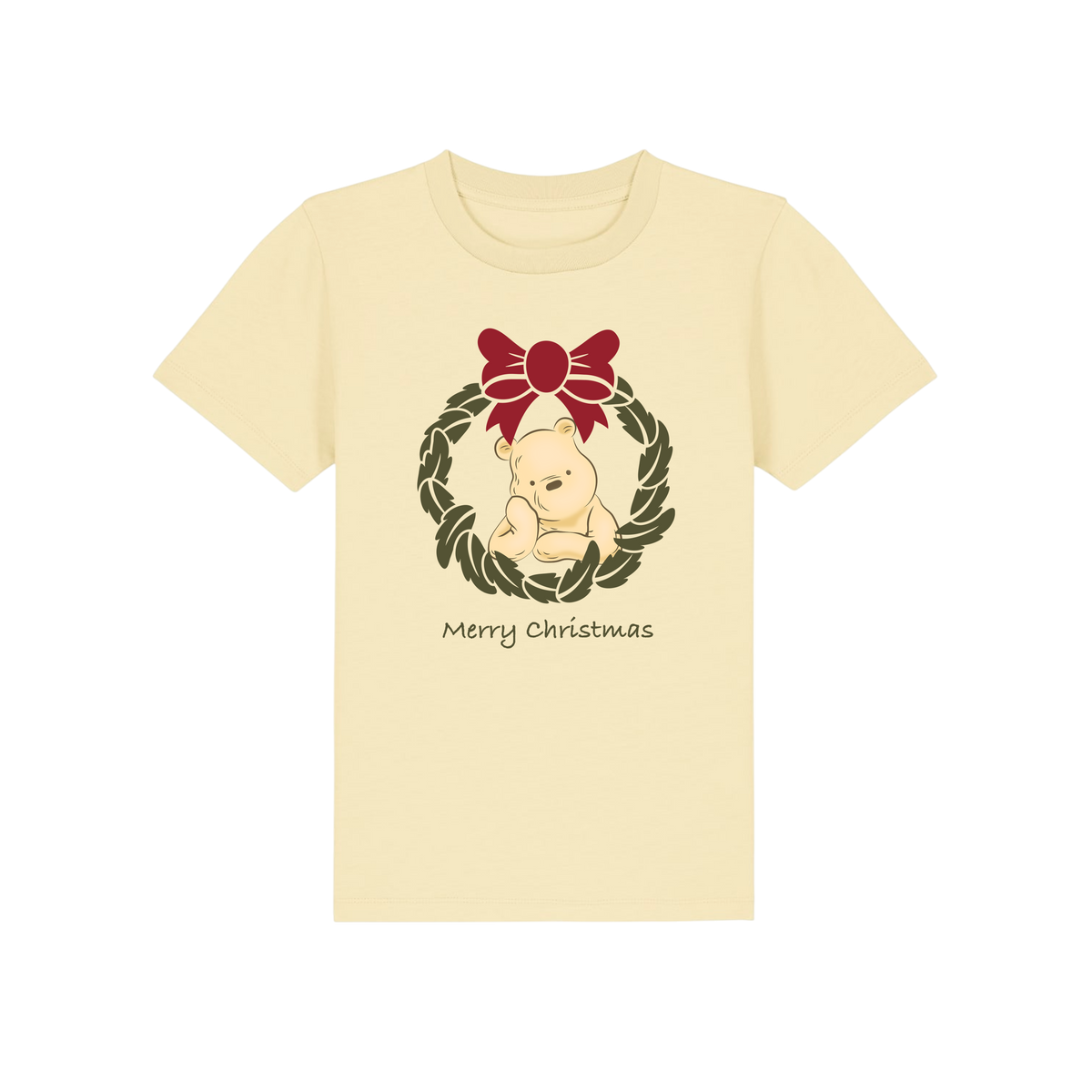 Pooh Bear Wreath - Kids T-Shirt - Butter (front)