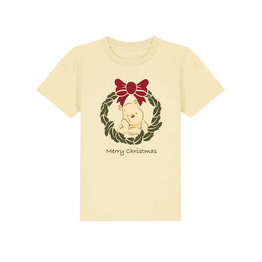 Pooh Bear Wreath - Kids T-Shirt - Butter (front)