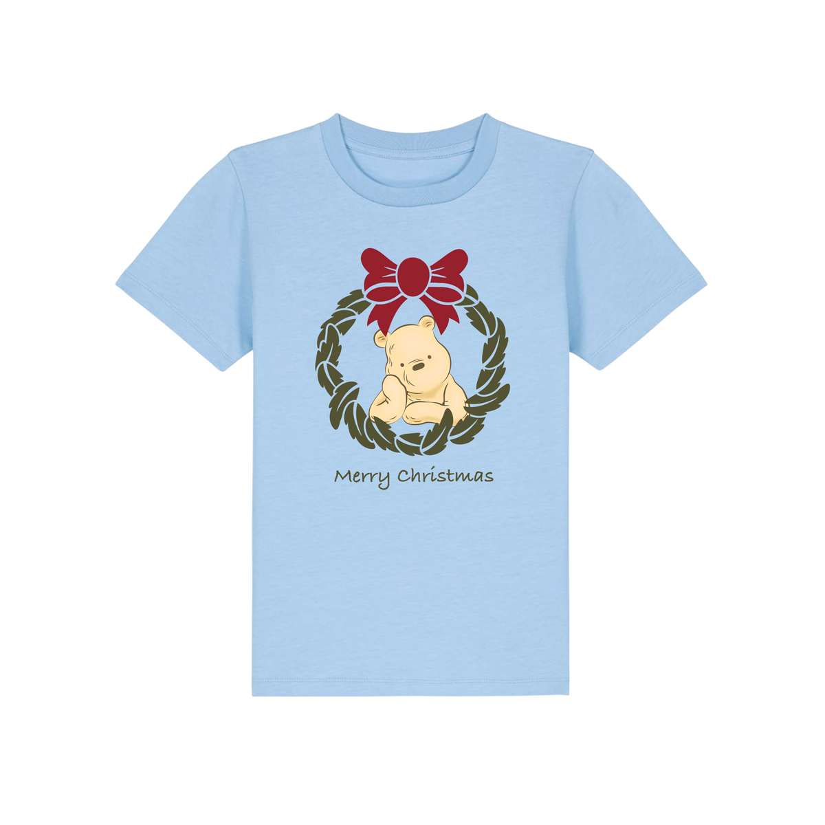 Pooh Bear Wreath - Kids T-Shirt - Blue Soul (front)
