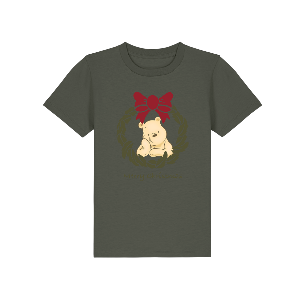 Pooh Bear Wreath - Kids T-Shirt - Khaki (front)