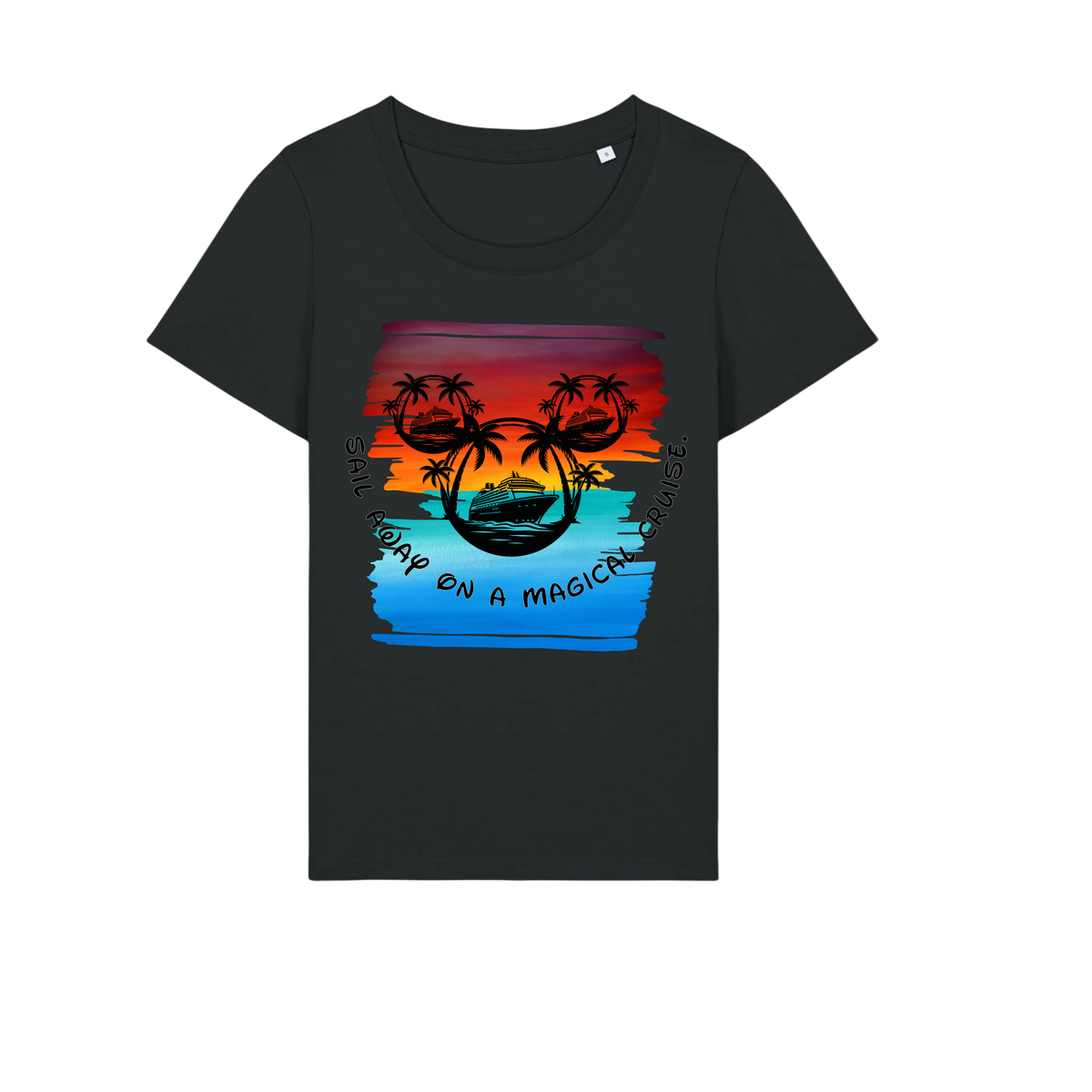 Sail Away - Ladies Fitted T-Shirt - Black (front)
