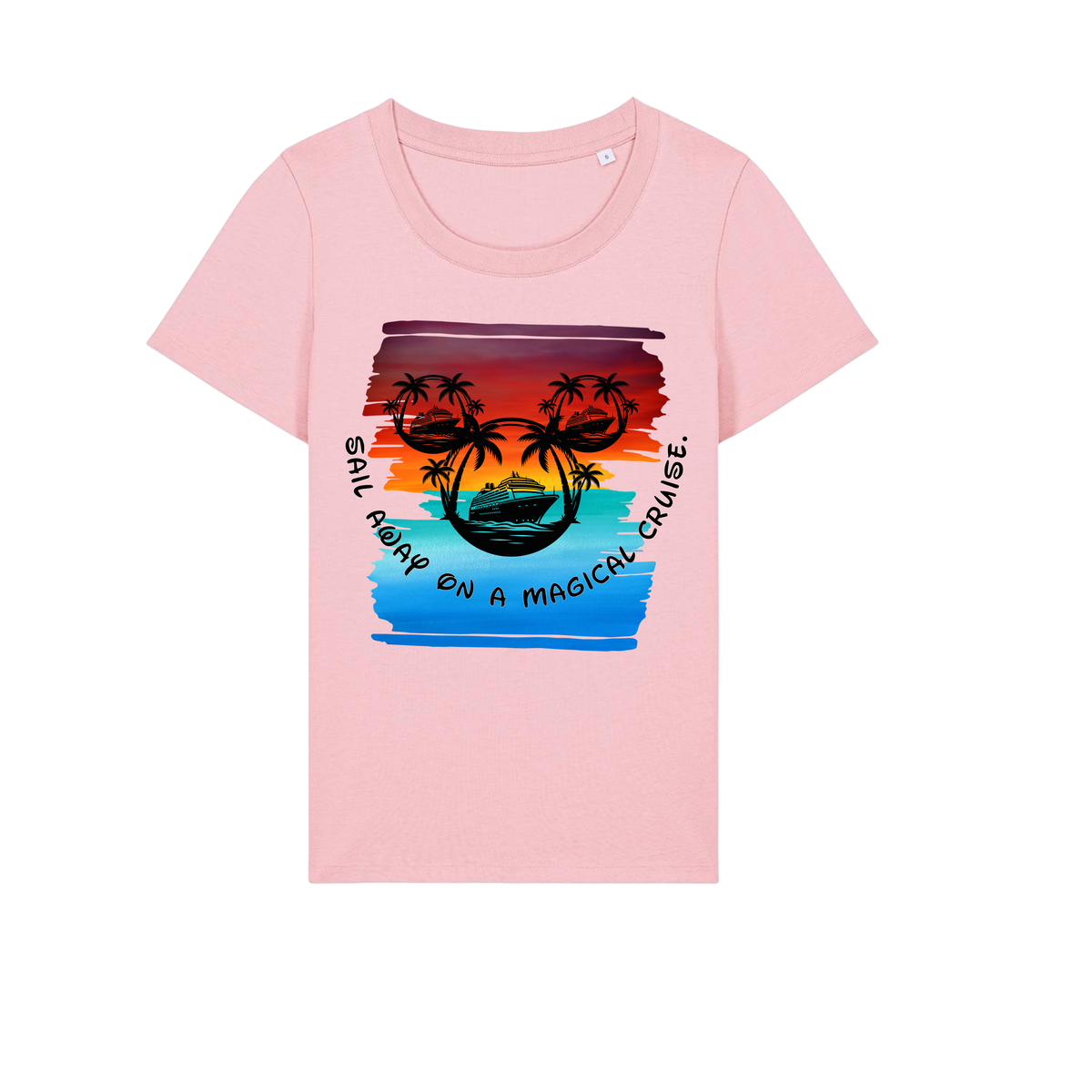 Sail Away - Ladies Fitted T-Shirt - Cotton Pink (front)