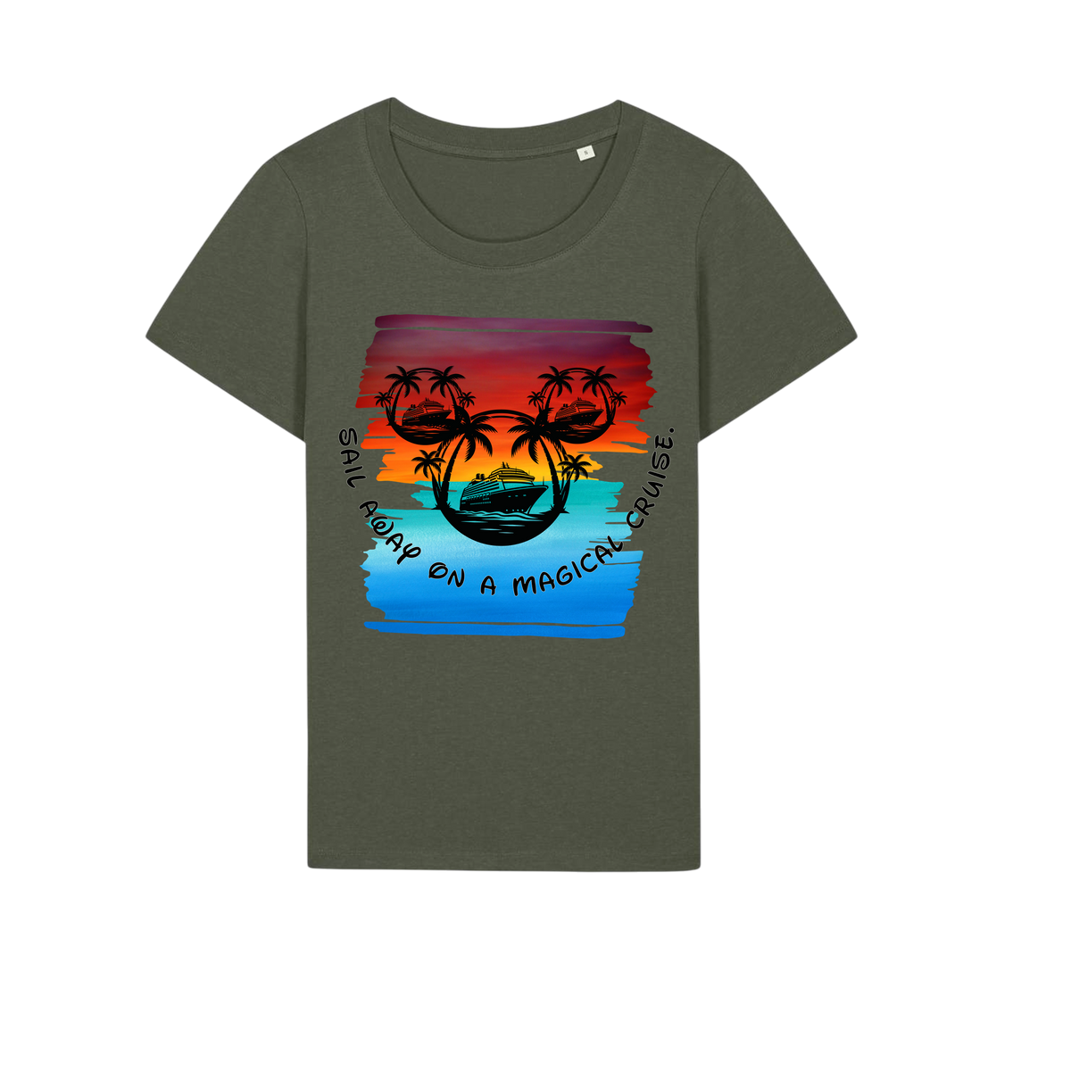 Sail Away - Ladies Fitted T-Shirt - Khaki (front)