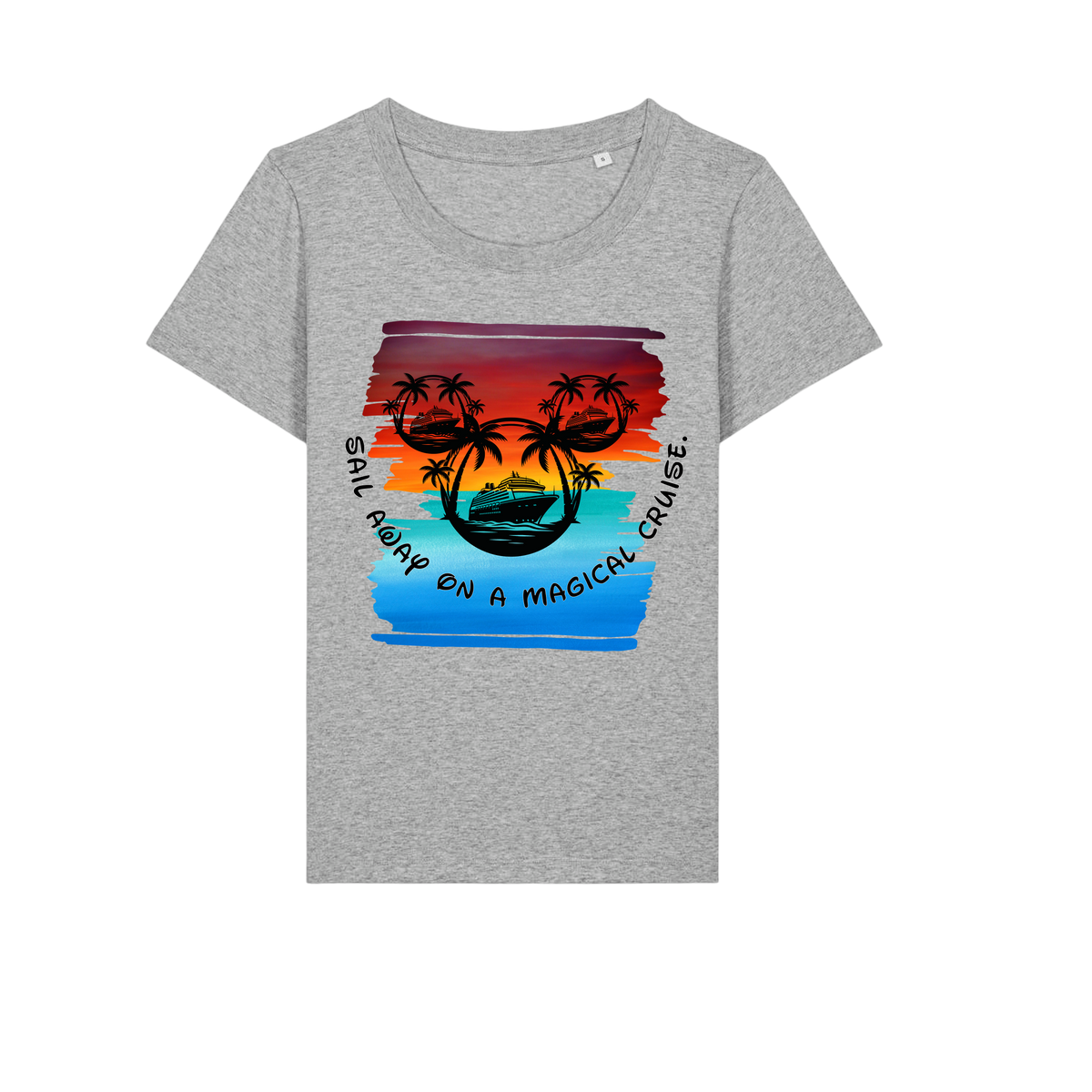 Sail Away - Ladies Fitted T-Shirt - Heather Grey (front)