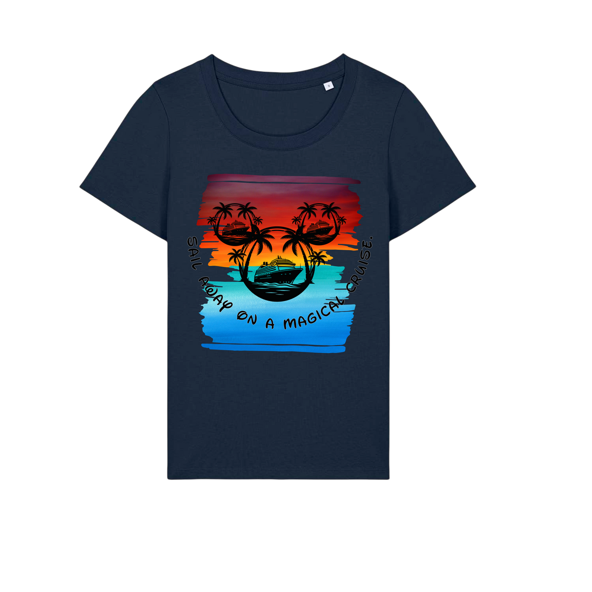 Sail Away - Ladies Fitted T-Shirt - French Navy (front)