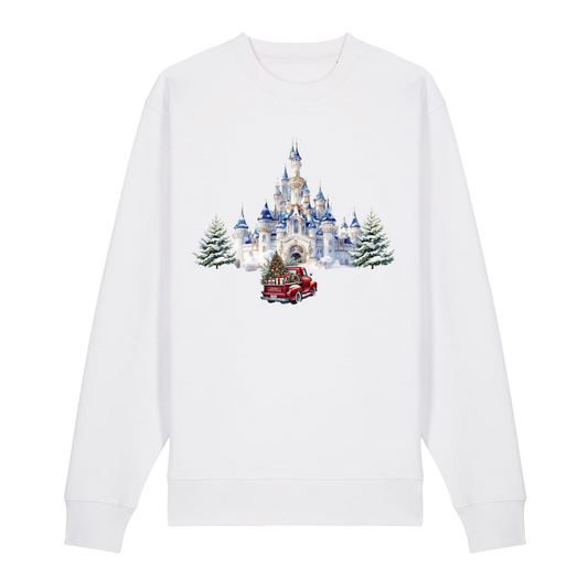 Snowy Castle Red Truck - Unisex Sweatshirt - White (front)