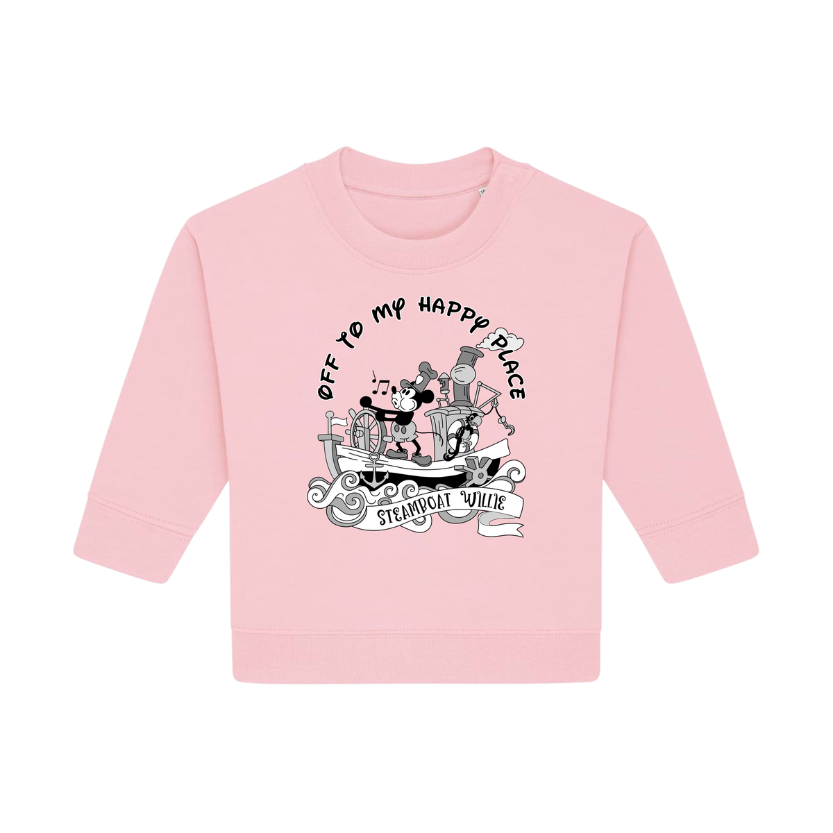 Steamboat Willie - Baby Sweatshirt - Cotton Pink (front)