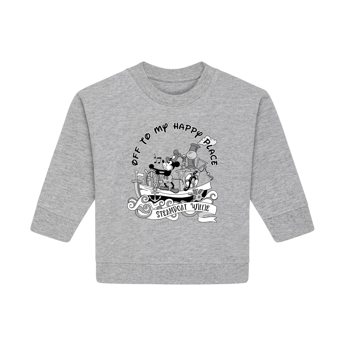 Steamboat Willie - Baby Sweatshirt - Heather Grey (front)