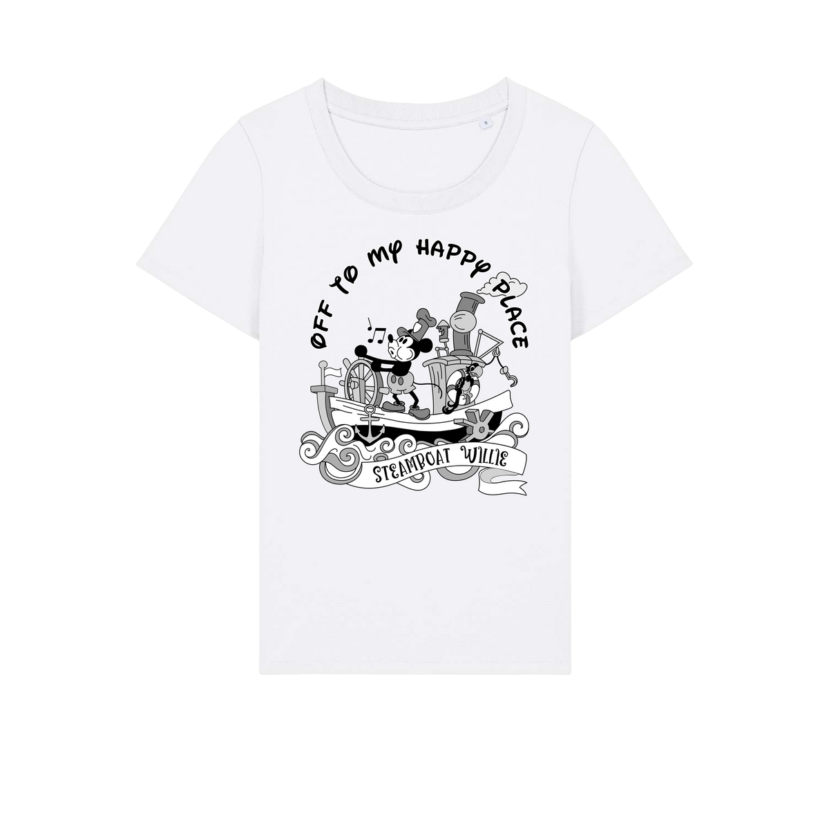 Steamboat Willie - Ladies Fitted T-Shirt - White (front)