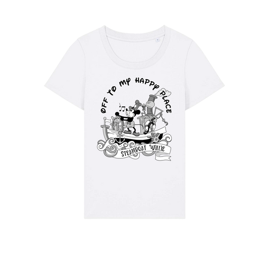Steamboat Willie - Ladies Fitted T-Shirt - White (front)