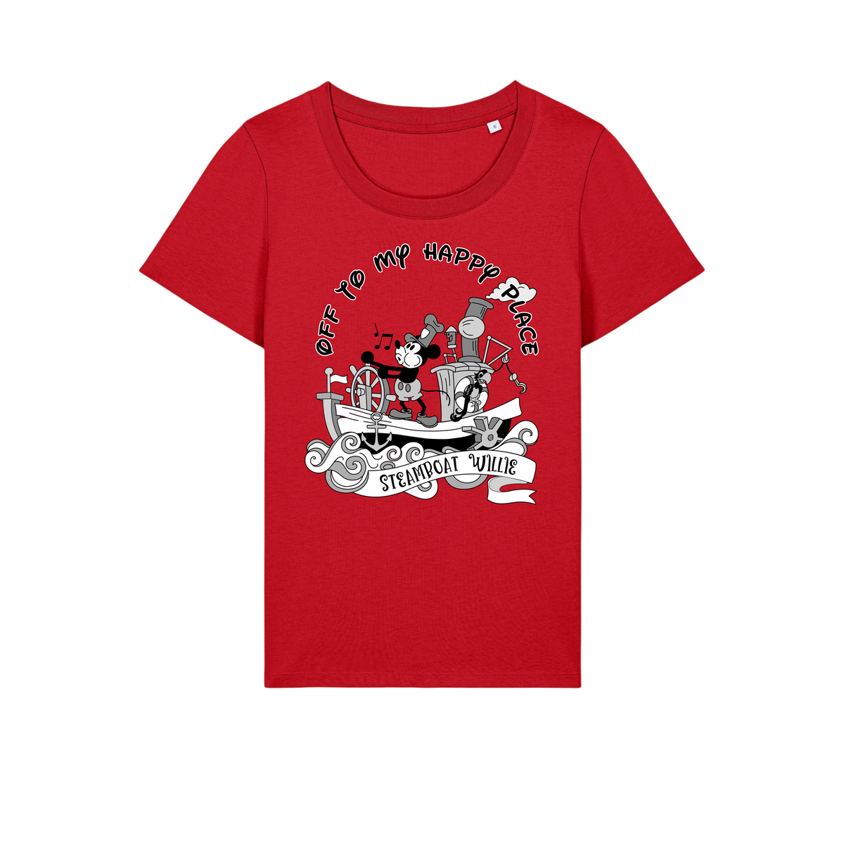 Steamboat Willie - Ladies Fitted T-Shirt - Red (front)