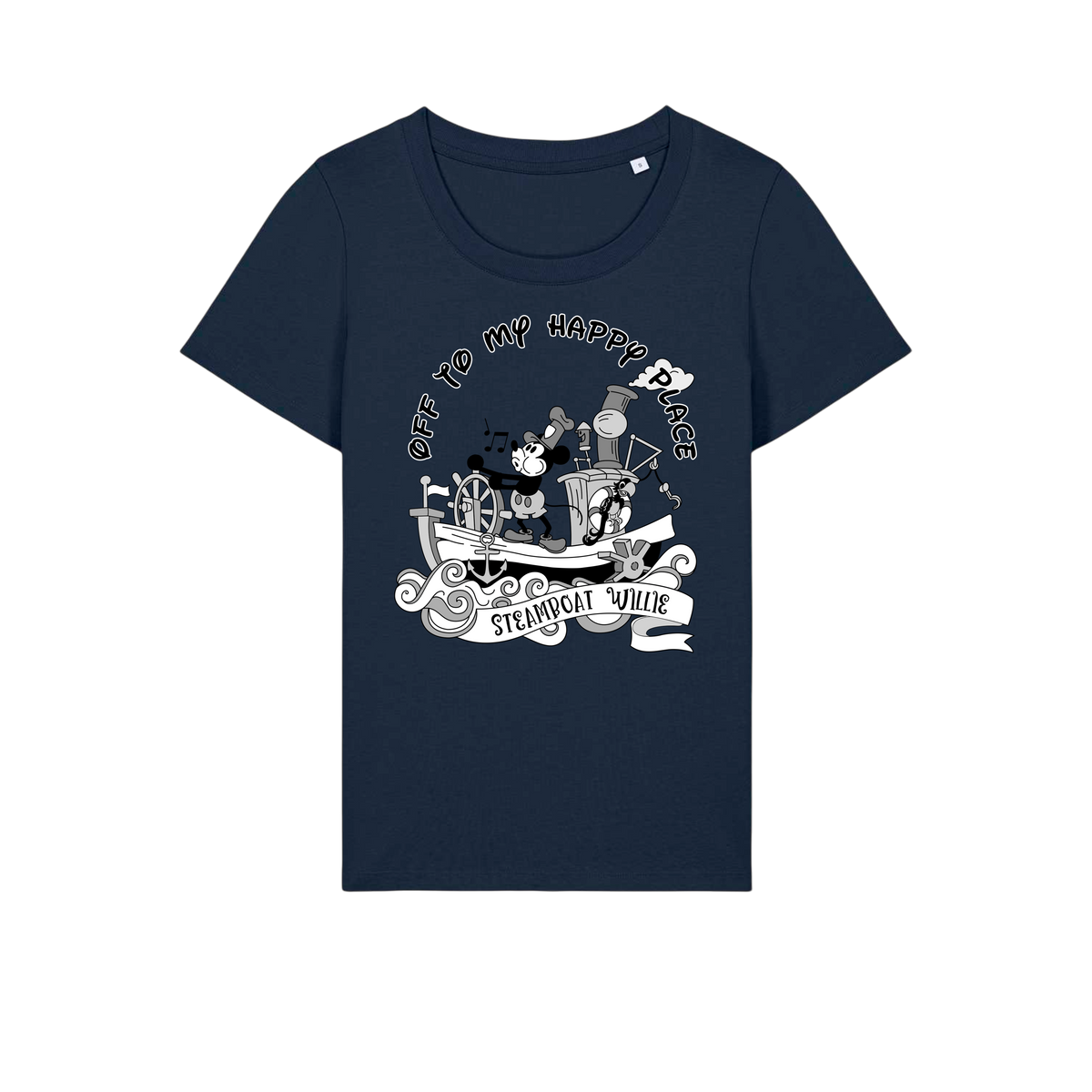 Steamboat Willie - Ladies Fitted T-Shirt - French Navy (front)