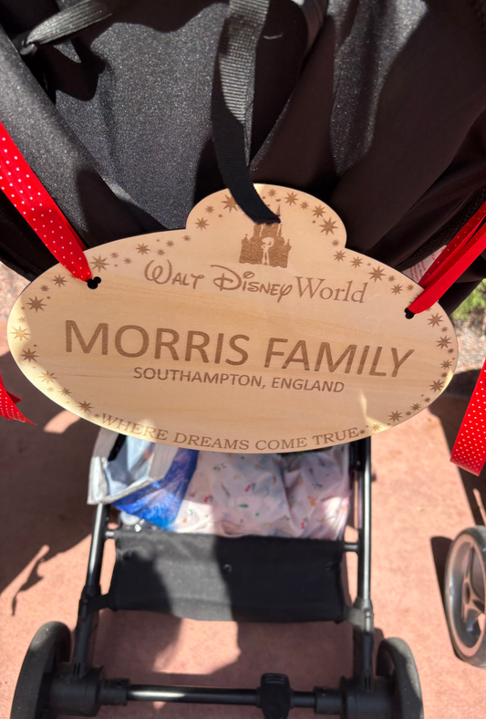 Disney Park Stroller Family Name Label