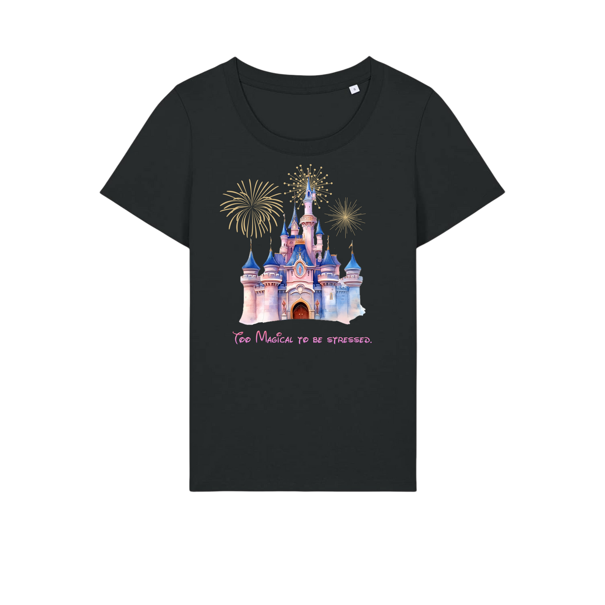 Too Magical To Be Stressed - Ladies Fitted T-Shirt - Black (front)