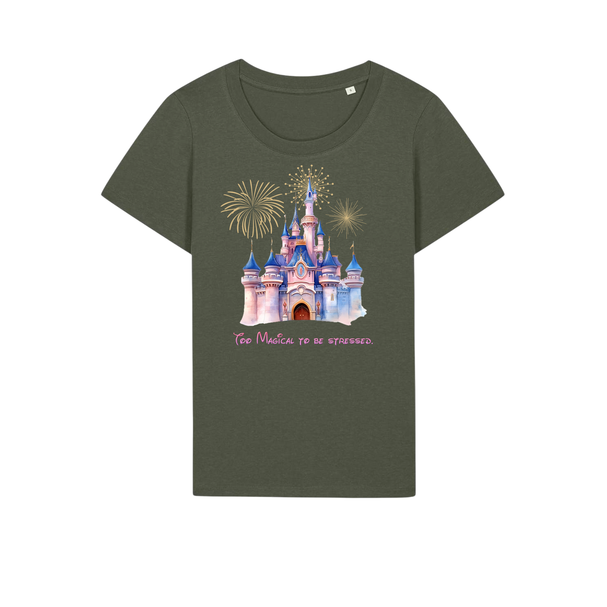 Too Magical To Be Stressed - Ladies Fitted T-Shirt - Khaki (front)