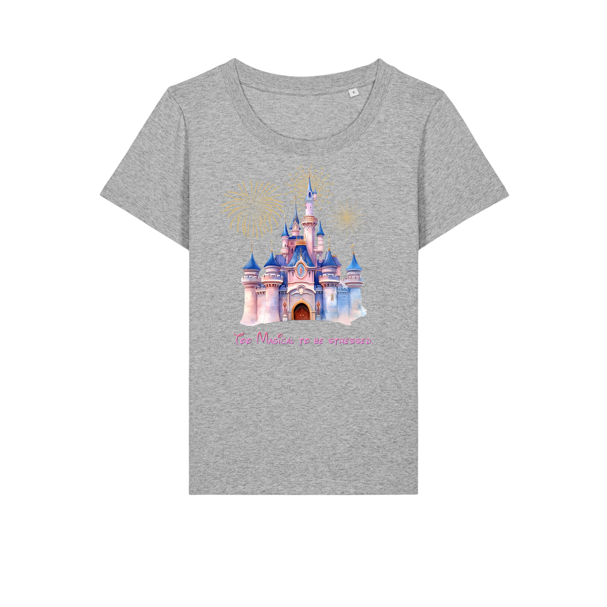 Too Magical To Be Stressed - Ladies Fitted T-Shirt - Heather Grey (front)