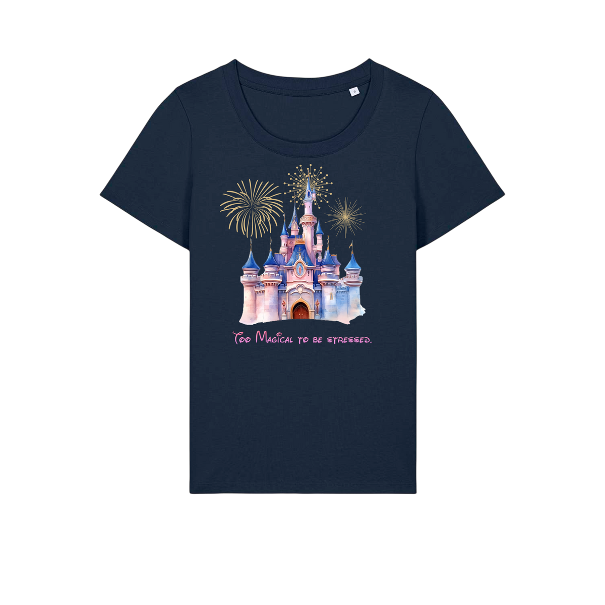 Too Magical To Be Stressed - Ladies Fitted T-Shirt - French Navy (front)