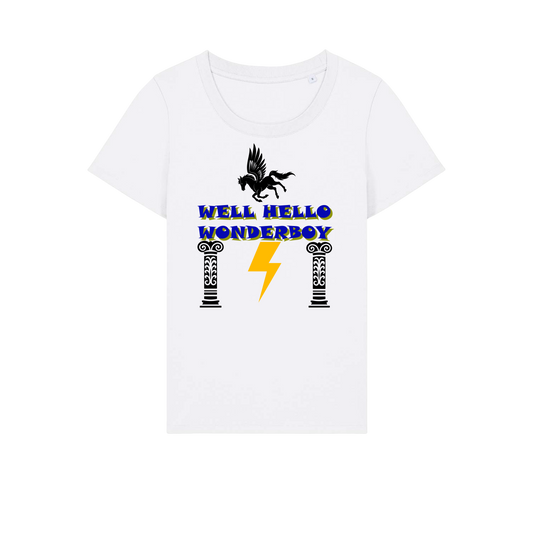 Well Hello Wonder Boy - Ladies Fitted T-Shirt - White (front)