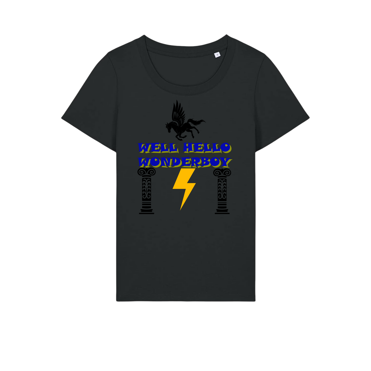 Well Hello Wonder Boy - Ladies Fitted T-Shirt - Black (front)