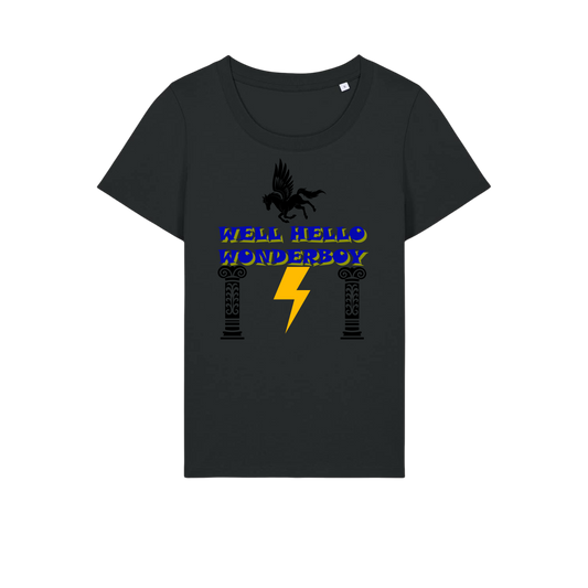 Well Hello Wonder Boy - Ladies Fitted T-Shirt - Black (front)