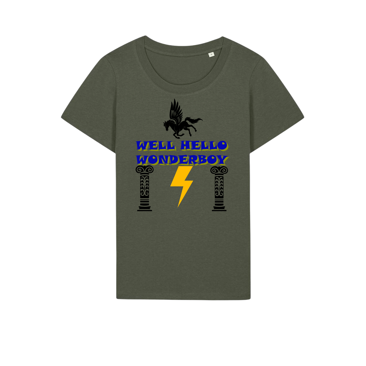 Well Hello Wonder Boy - Ladies Fitted T-Shirt - Khaki (front)